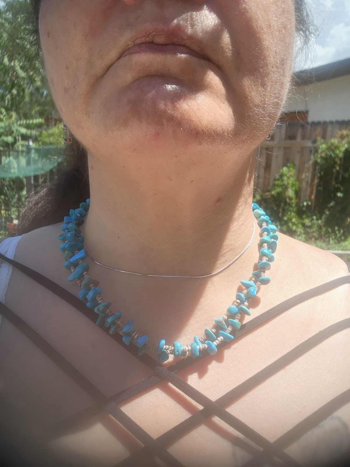 Vintage Santa Damingo Native American 2 Strand Turquoise Nugget Heishi Bead
