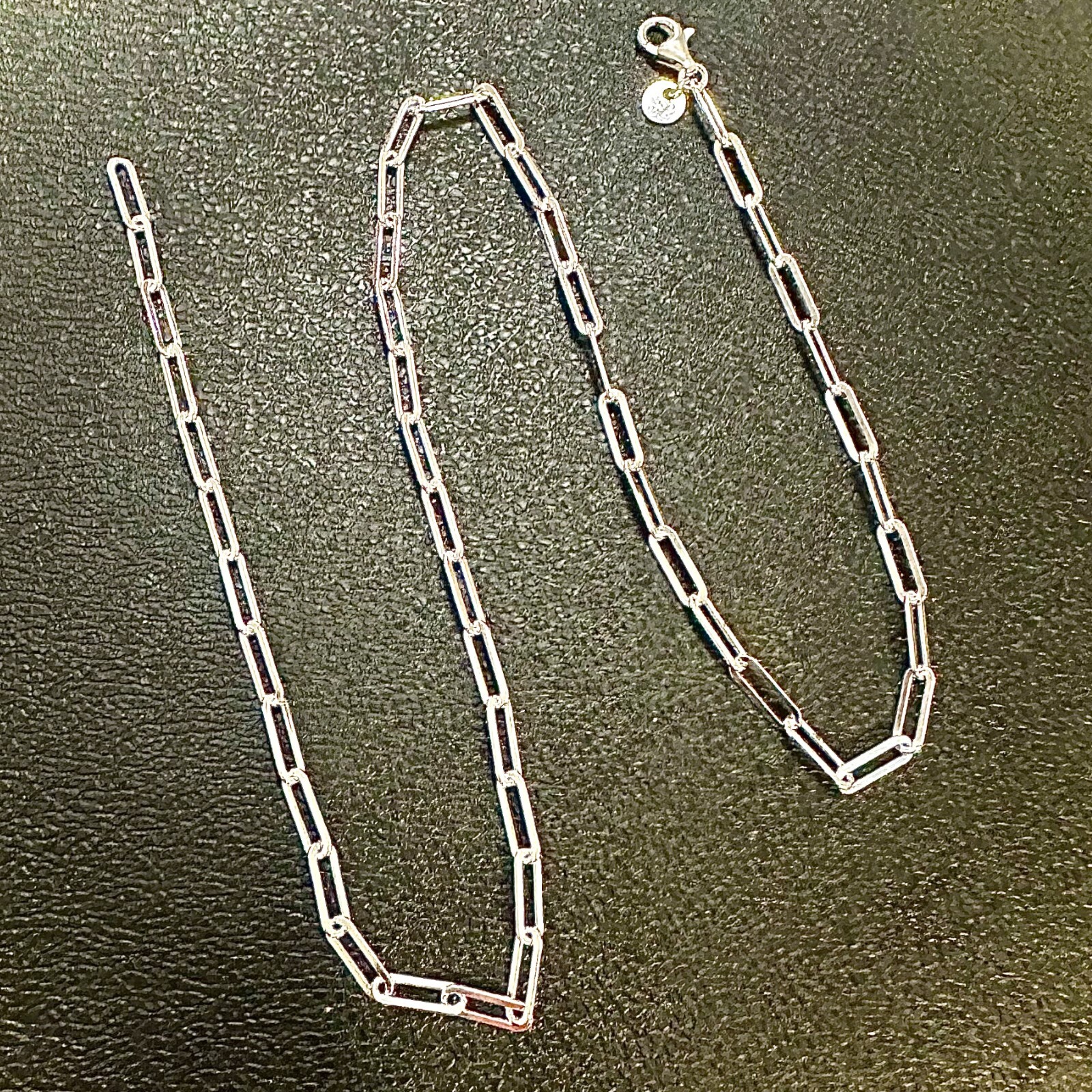 3mm 925 Sterling Silver Paperclip Chain Bracelet Necklace Italy Made 7–30″ Stamp