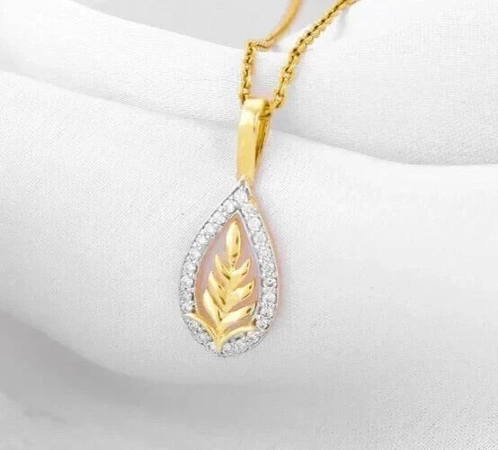 14K Yellow Gold Plated 1.00Ct Lab Grown Diamond Women’s Teardrop Beauty Pendant