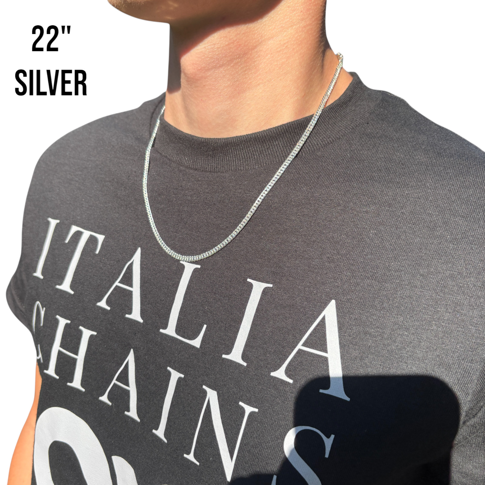 3.5mm Double Curb Link Chain Necklace – Solid 925 Sterling Silver MADE IN ITALY