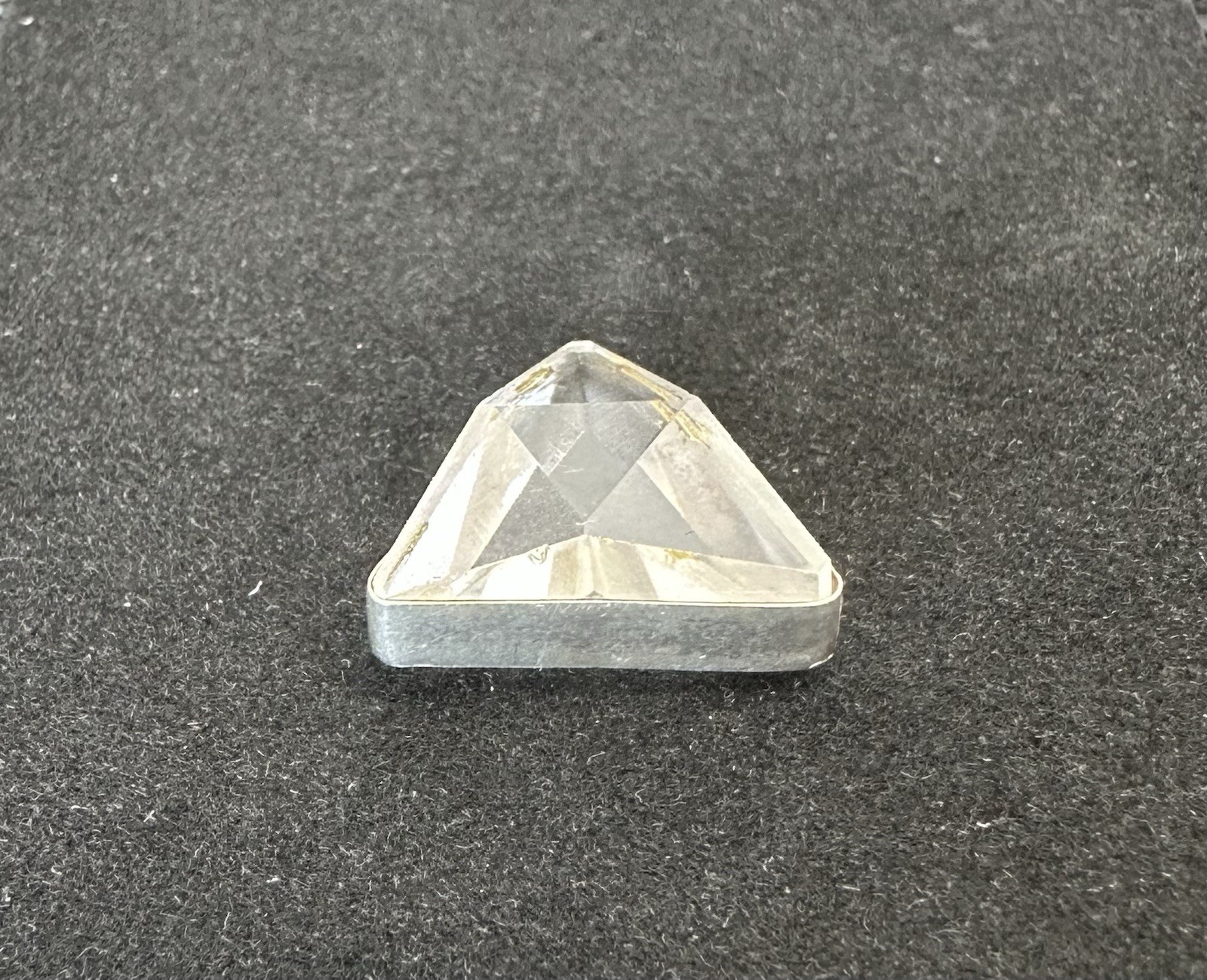 Vintage 925 Sterling Silver Triangle Clear Quartz Pendant Bezel Setting