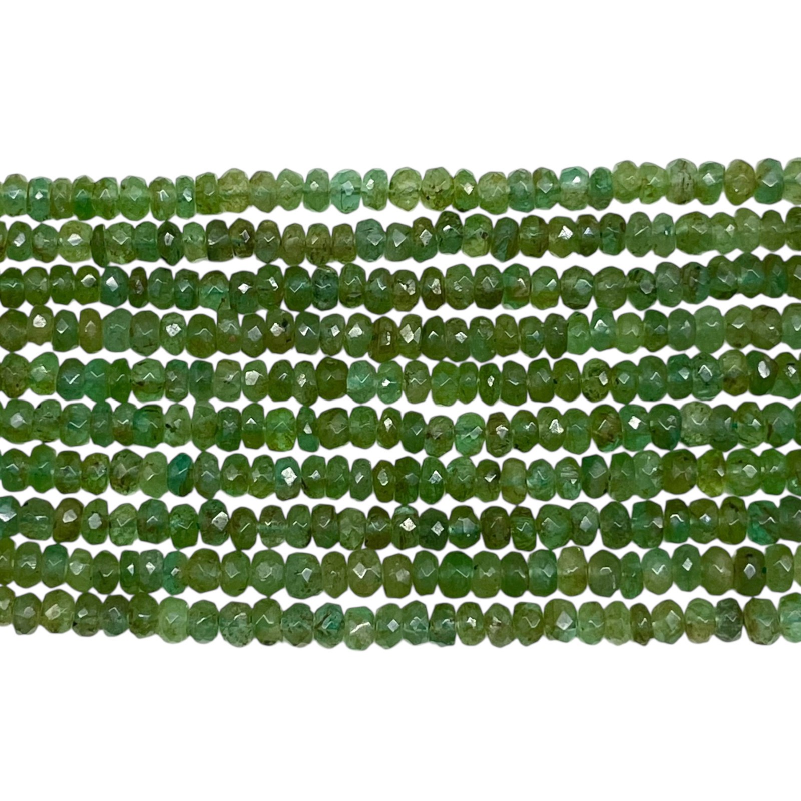 Single Strand Natural Zambian Emerald Necklace Faceted Beads 925 Clasp 18 Inch