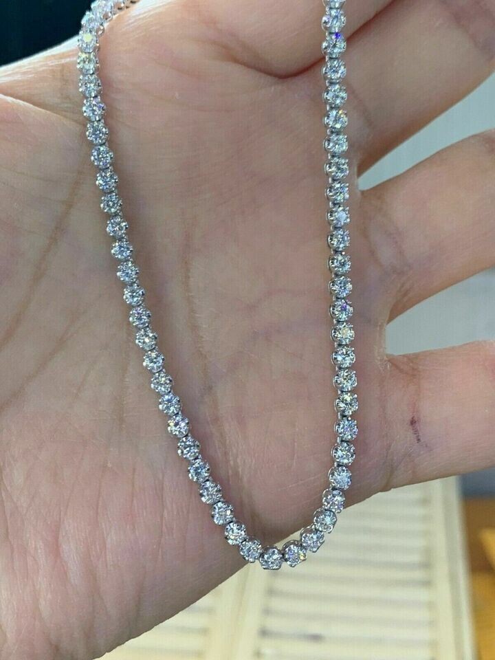 12Ct Round Cut Diamond Tennis Choker Eternity Necklace 18K White Gold Plated 18″