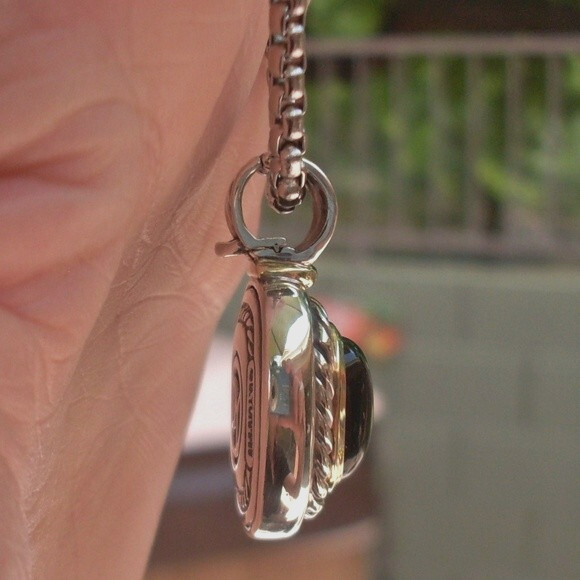 Retired David Yurman Albion Black Onyx Enhancer Pendant w/Chain – 14K/925