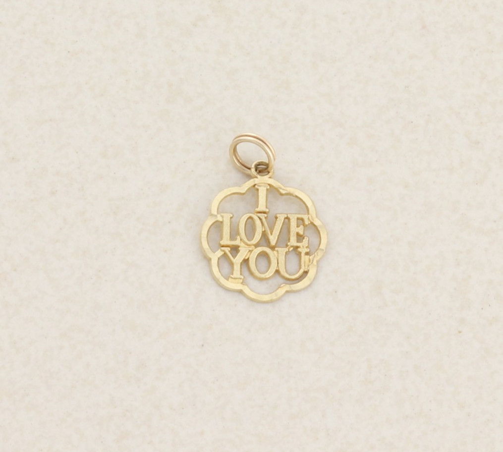 Pendant Only 10k Yellow Gold I Love You Pendant 3/4″ x 1/2″ inch