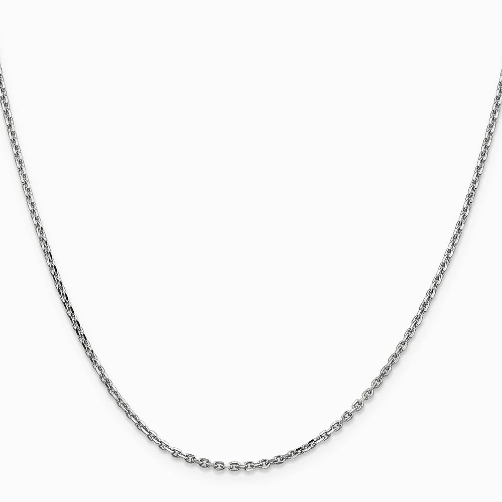 10K White Gold 1.65mm Diamond-Cut Cable Chain Necklace 16″-24″