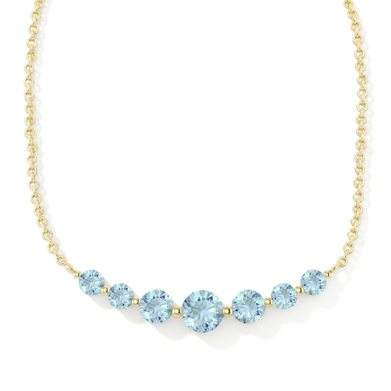 Aquamarine Necklace in Gold, Blue Gemstone Bar Necklace, March Birthstone Gift