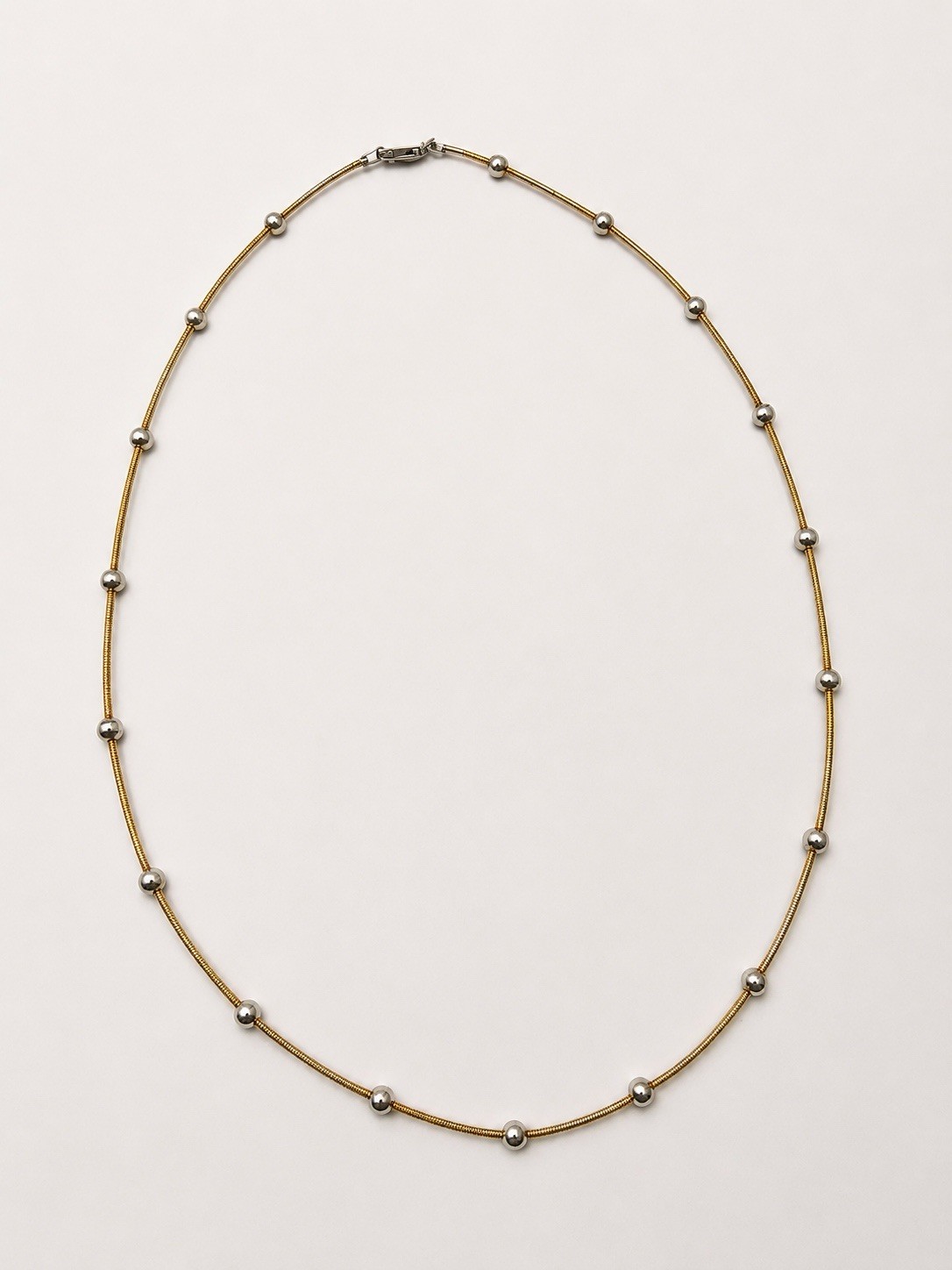 Vermeil Gold Sterling Silver 925 Station 2 Tone Station Bead Necklace 15″ Snake