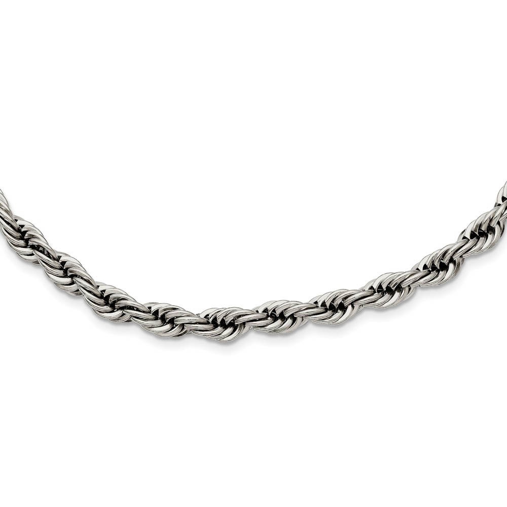 Men’s 6mm Stainless Steel Polished Rope Chain Necklace