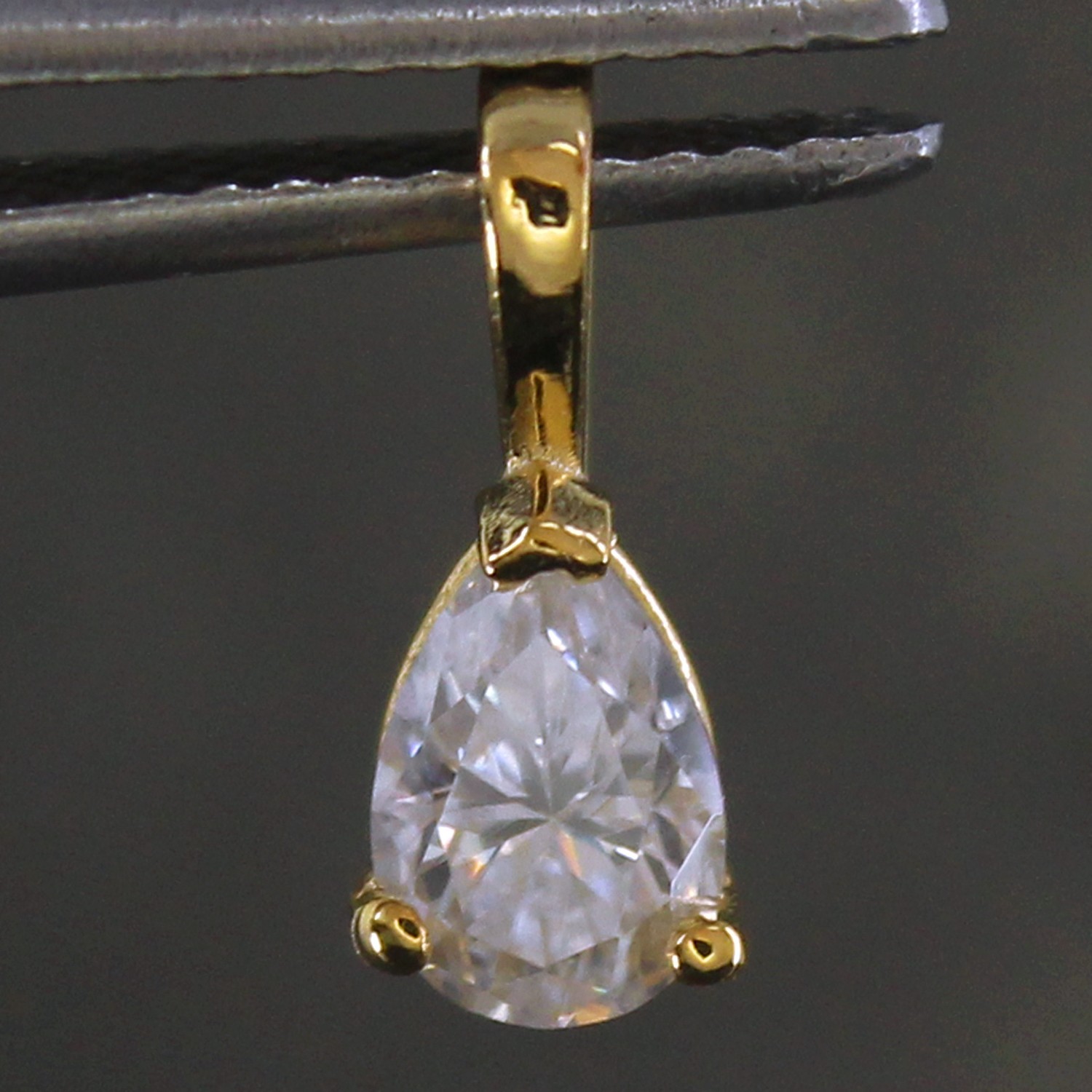 Pear Cut Certified Lab Grown Diamond Classic Engagement Pendant 14K Gold Over