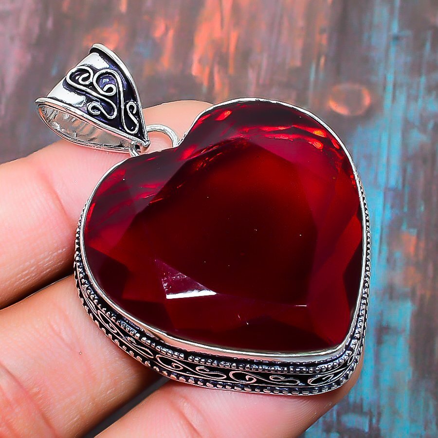 Mozambique Garnet Gemstone Handmade Gift Jewelry Pendant 1.97″ d437