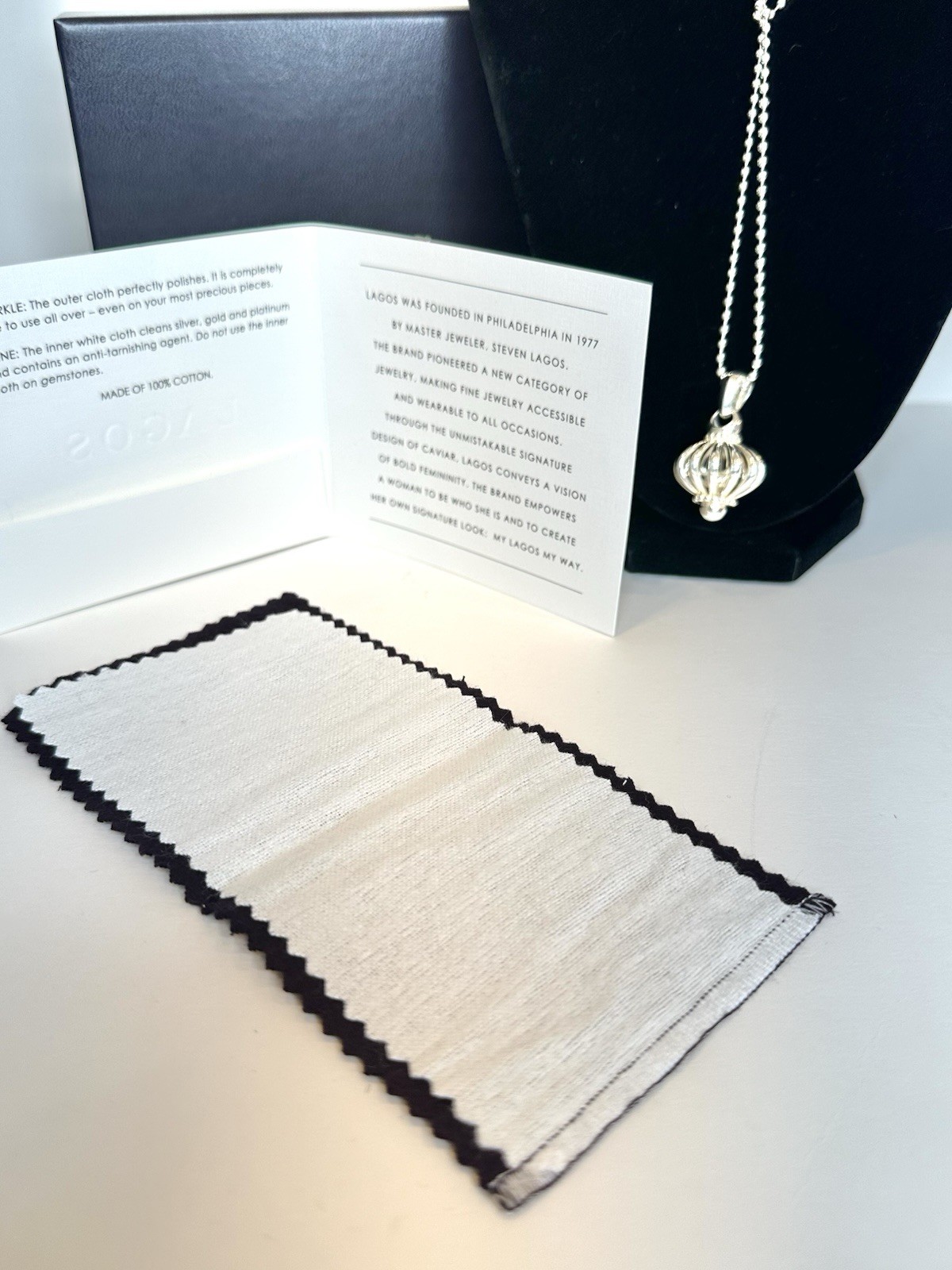 LAGOS 925 Sterling Silver Birdcage Pendant Ball 34″ Beaded Necklace w/ Gift Box
