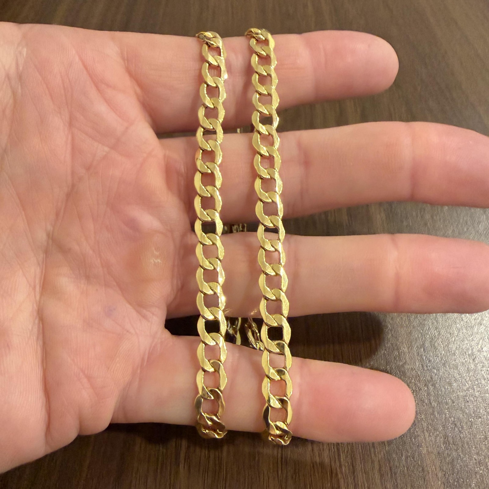 18k Yellow Gold 13.8g Hollow Light 6.5mm Curb Link Necklace 18″