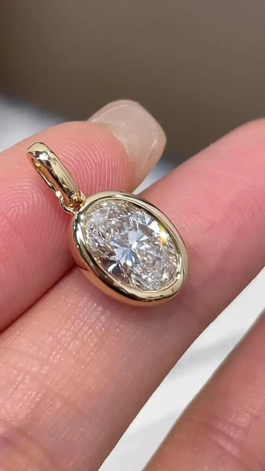 2ct Oval Moissanite Pendant Bezel Set 925 Sterling Silver Teardrop Gift Necklace