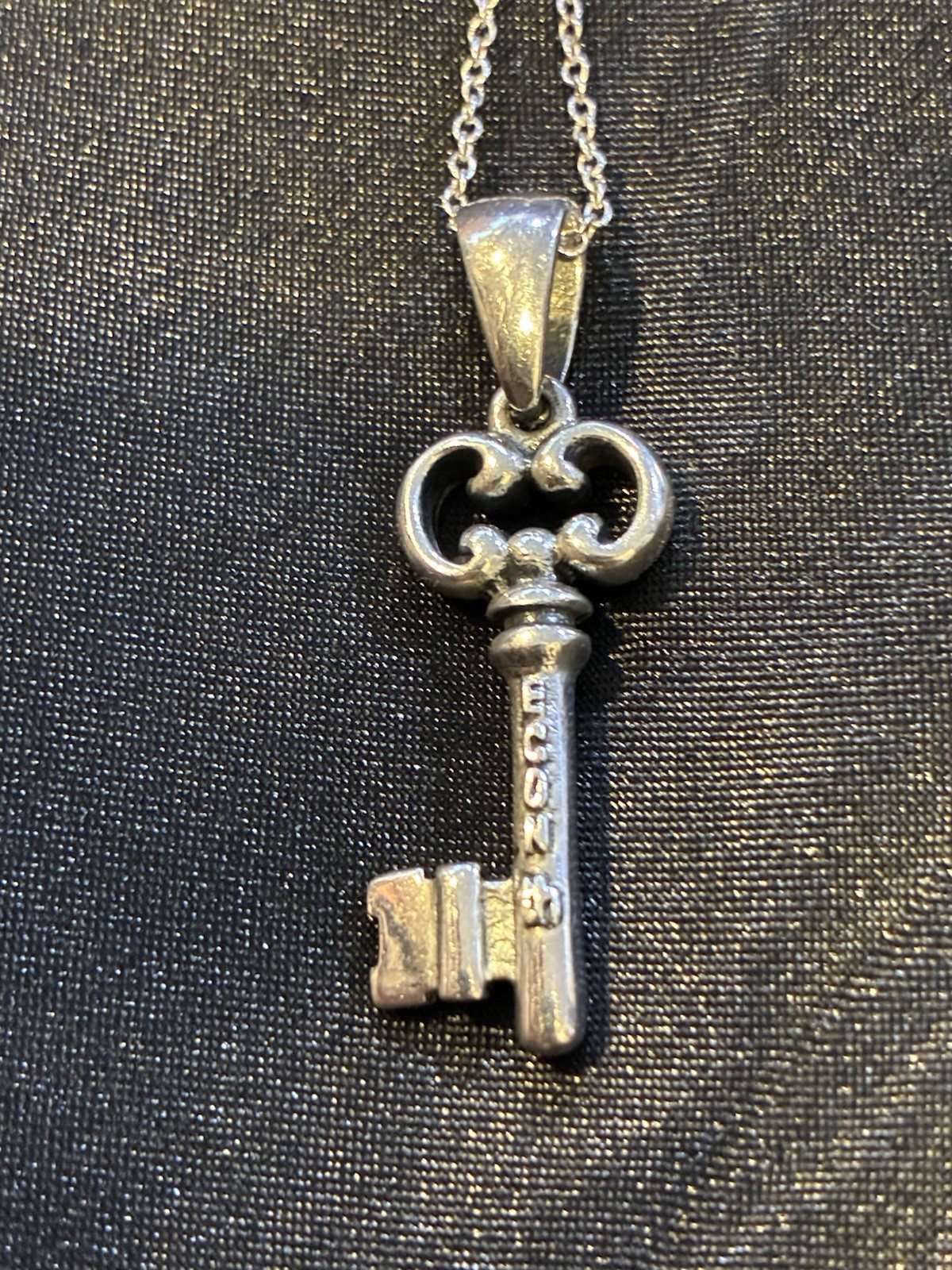 Sterling Silver Key Pendant Necklace 16″-18″ Adjustable Chain Stamped 925 ECON