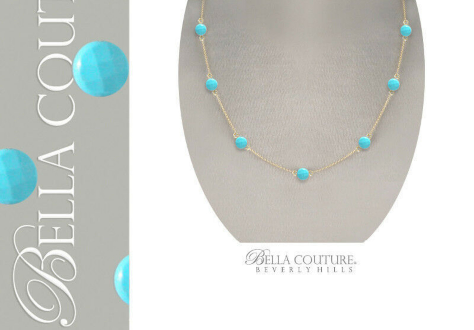 ❤️ NEW RARE 14K YELLOW GOLD SLEEPING BEAUTY TURQUOISE STATION NECKLACE 18″ – 16″