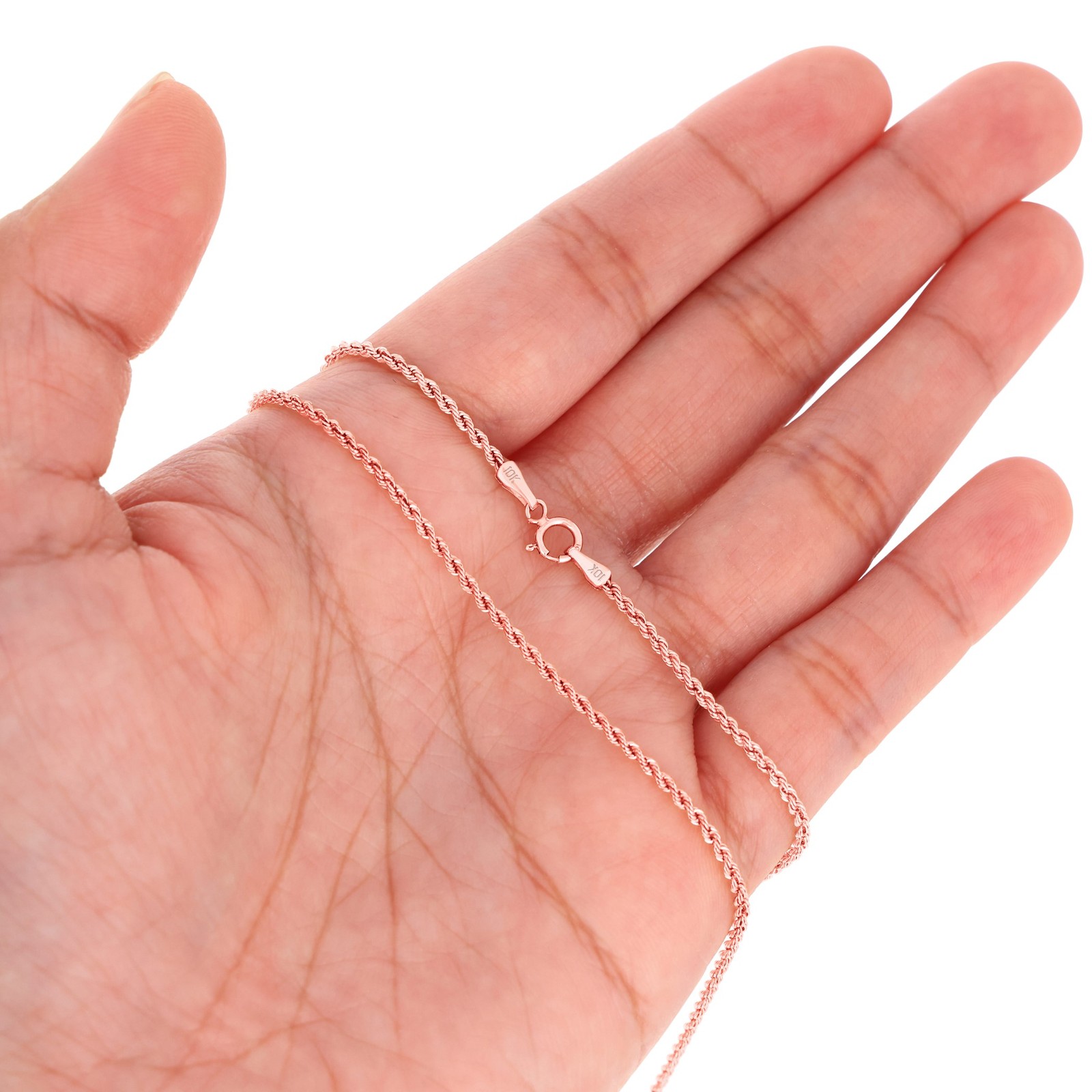 10K Rose Gold 1.5mm-6mm Diamond Cut Rope Chain Necklace Mens Womens 16″-30″