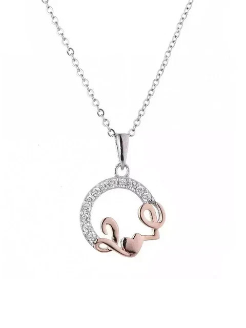 14K Two Tone Gold Plated 1Ct Round Lab Grown Diamond Women Beauty Love Pendant