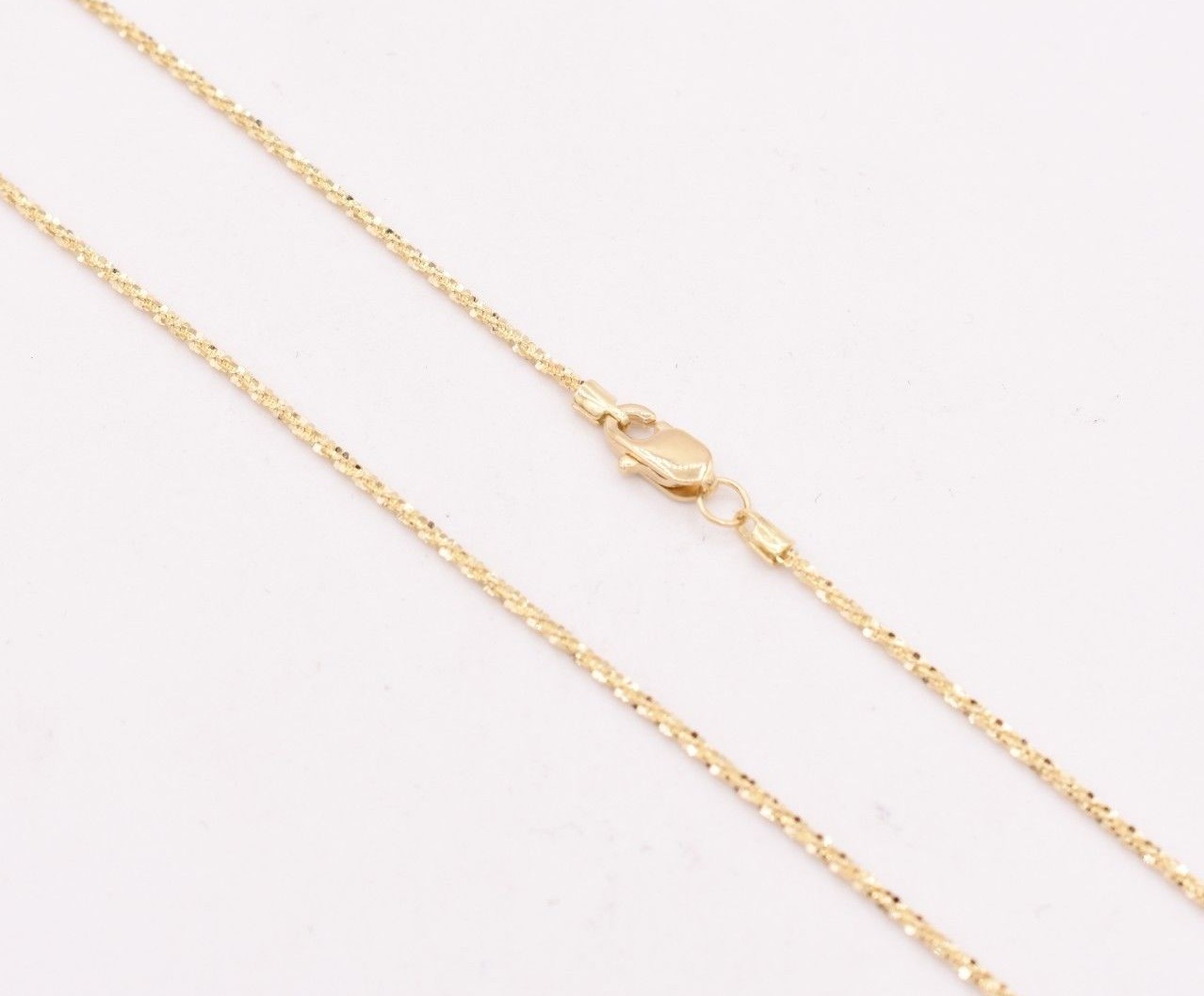 1.10mm Rock Sparkle Twisted Chain Necklace Real Solid 14K All Yellow Gold