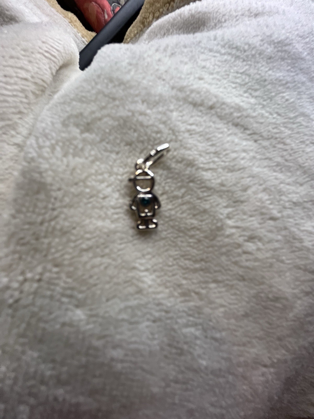 Silver Tone Figure Pendant with Blue Accent Metal Jewelry No Stone Silver Color