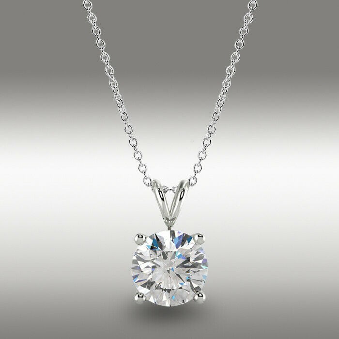 1 Ct Round Solitaire Lab Grown Diamond Solid 14K Rose Gold Pendant only