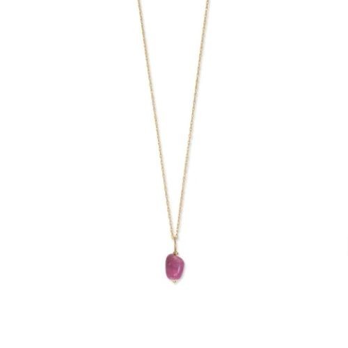 16″ 14 Karat Gold Birthstone Necklace January-December