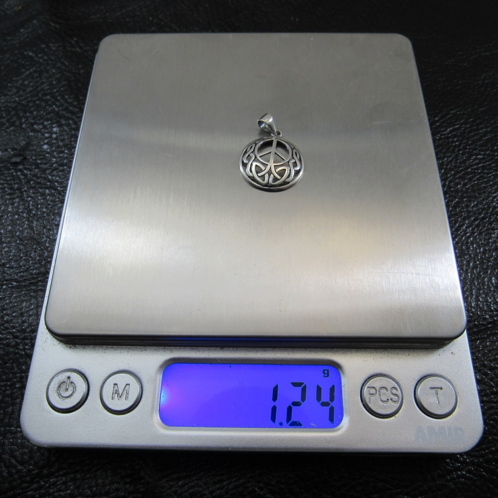 Solid 925 Sterling Silver Peace Sign Pendant – Celtic Knotwork Jewelry Charm