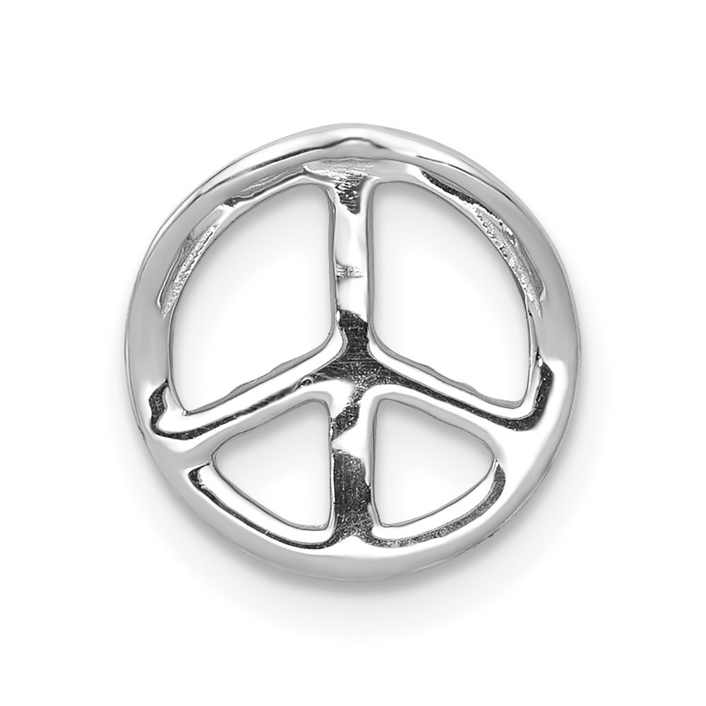 14K White Gold Lab Grown Diamond Peace Sign Chain Slide Pendant (VS/SI, G-H)