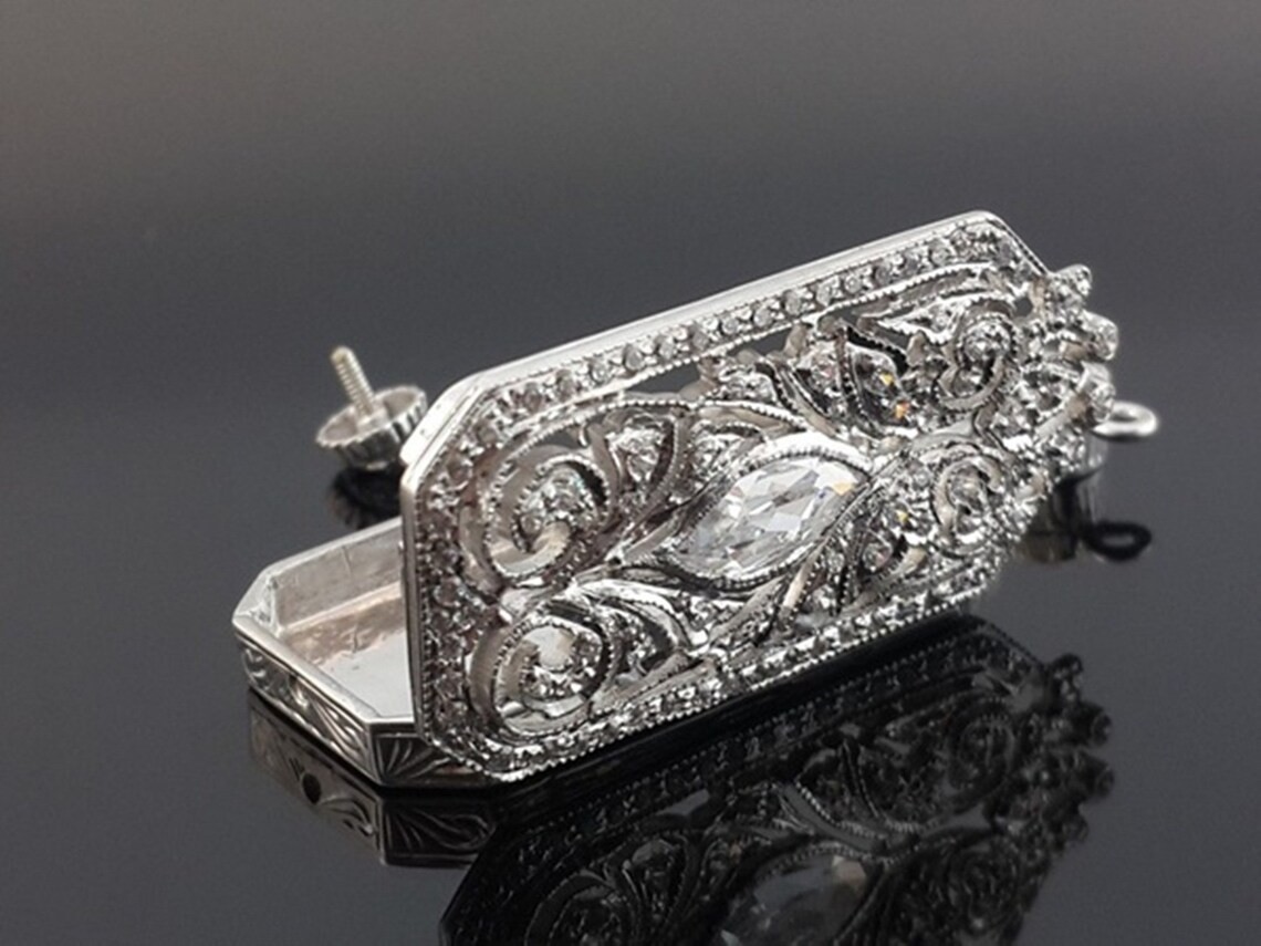 925 Silver 3.50CT Marquise Cut Lab Created Diamond Art Deco Vintage Pendant Gift