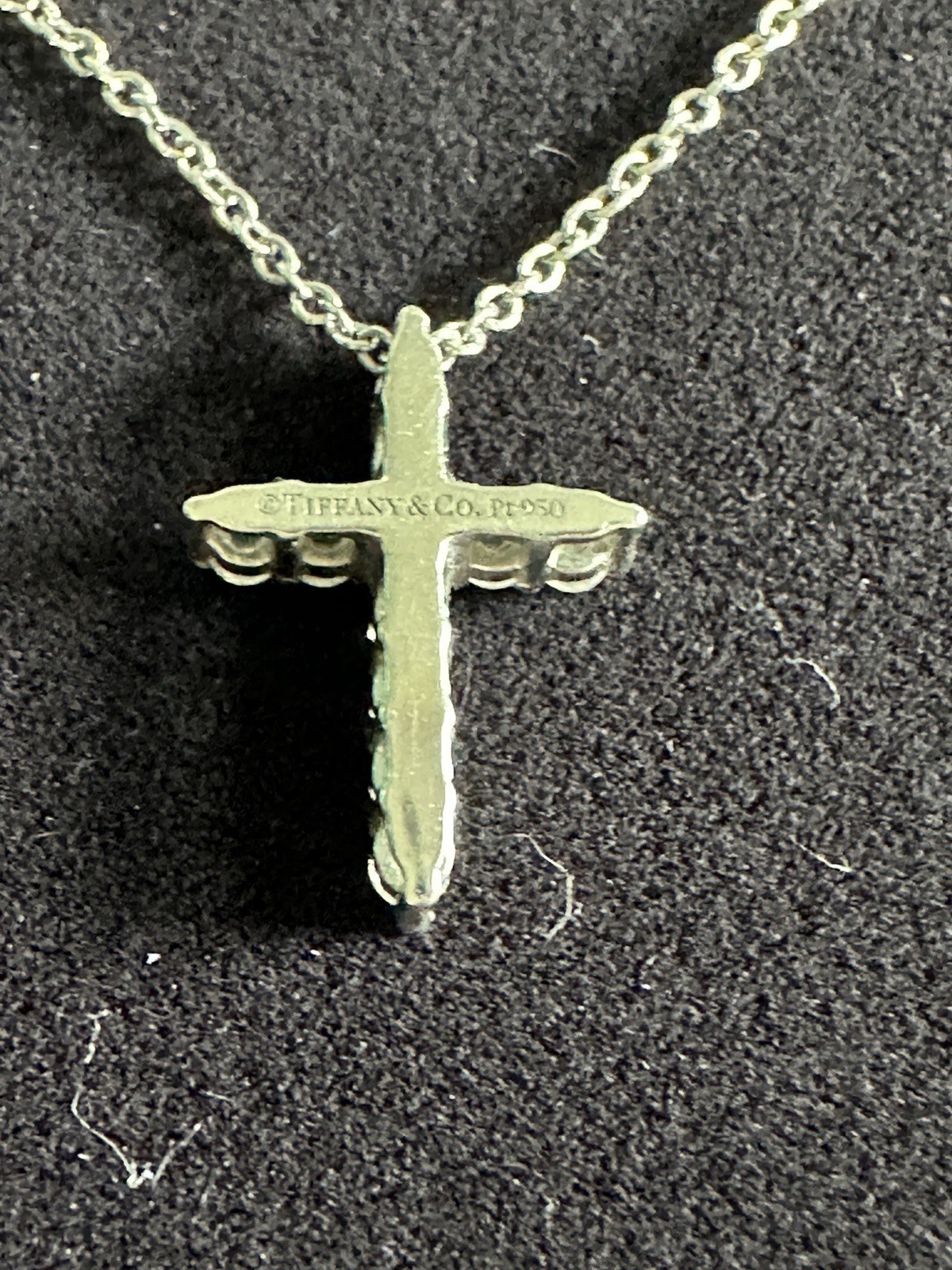 Tiffany & Co. Signed Pt950 Platinum Diamond Cross Pendant Necklace