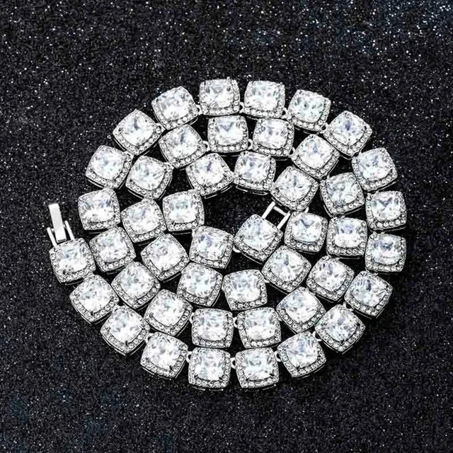 12Ct Round Cut Lab Created Diamond Men’s Tennis Necklace 14k White Gold Plated