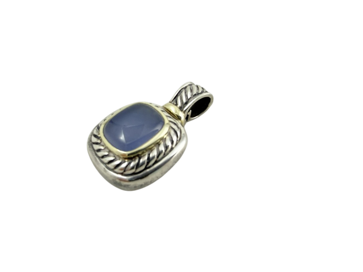 David Yurman 14K Gold .925 Sterling Silver Noblesse Chalcedony Albion Pendant