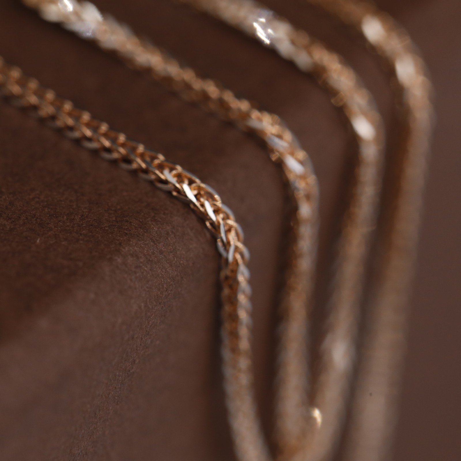 Genuine 18CT Solid Rose/White Two Tone Foxtail Chain 42cm Italy Made