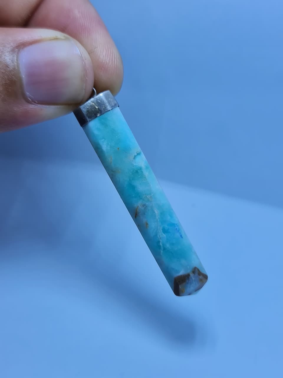 Beautiful Stone Blue Aragonite Pendant 925 Sterling Silver Gemstone Pendant