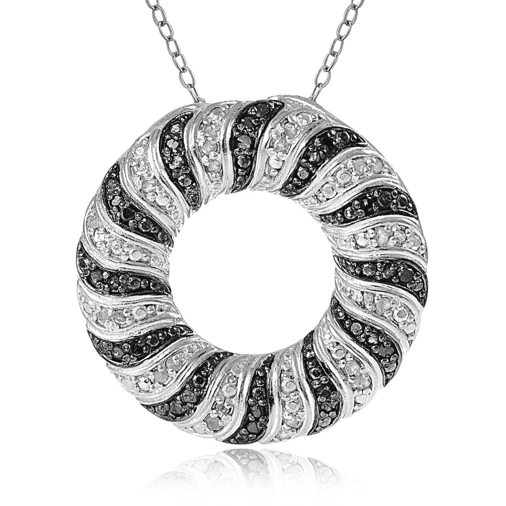 0.50ct TDW Black & White Diamond Wave Eternity Necklace