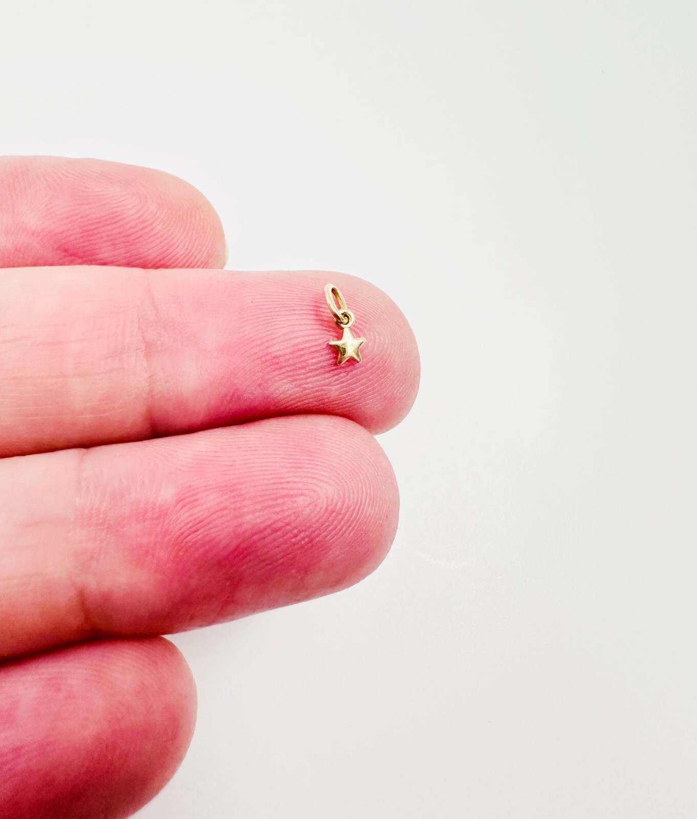14K Solid Yellow Gold Teeny Tiny – Very Small Beveled Star Charm Pendant 8.5x3mm