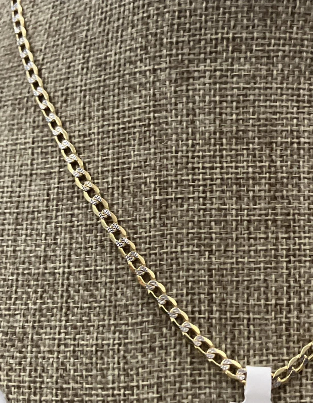 10kt Real Gold Curb Link Two-Tone Chain SemiSolid 6.2grams 4mm 22” Brand NWT 10K