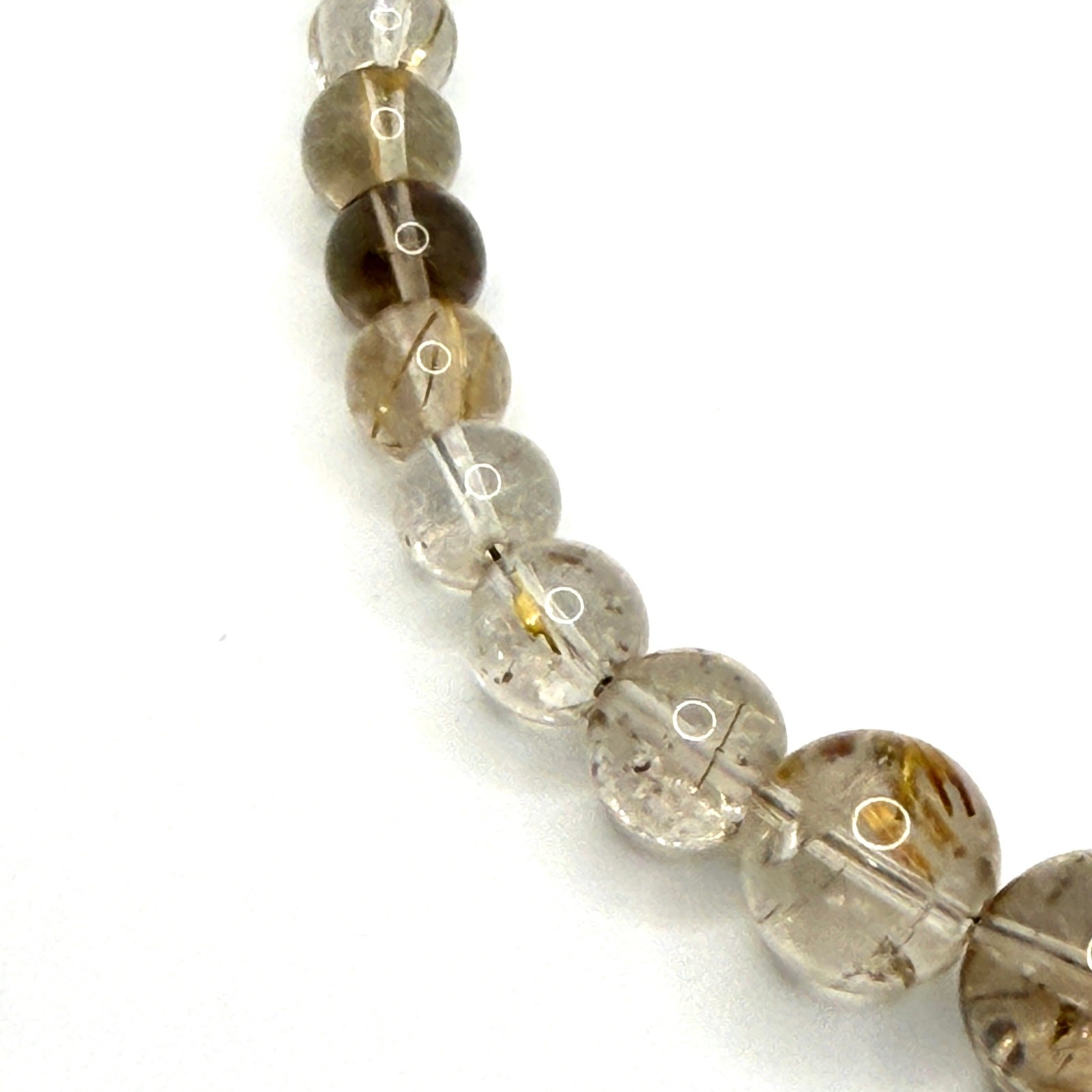Vintage 90s Rutilated Quartz Graduated Bead Sterling Toggle Necklace