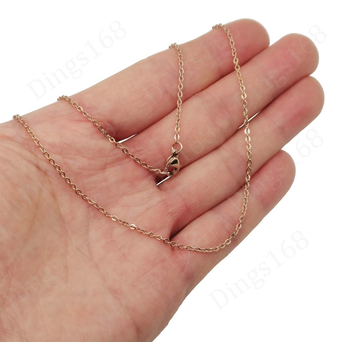 Solid 18K Rose Gold Filled Tarnish-Free 18 inch 2 mm Cable Chain Necklace K146R