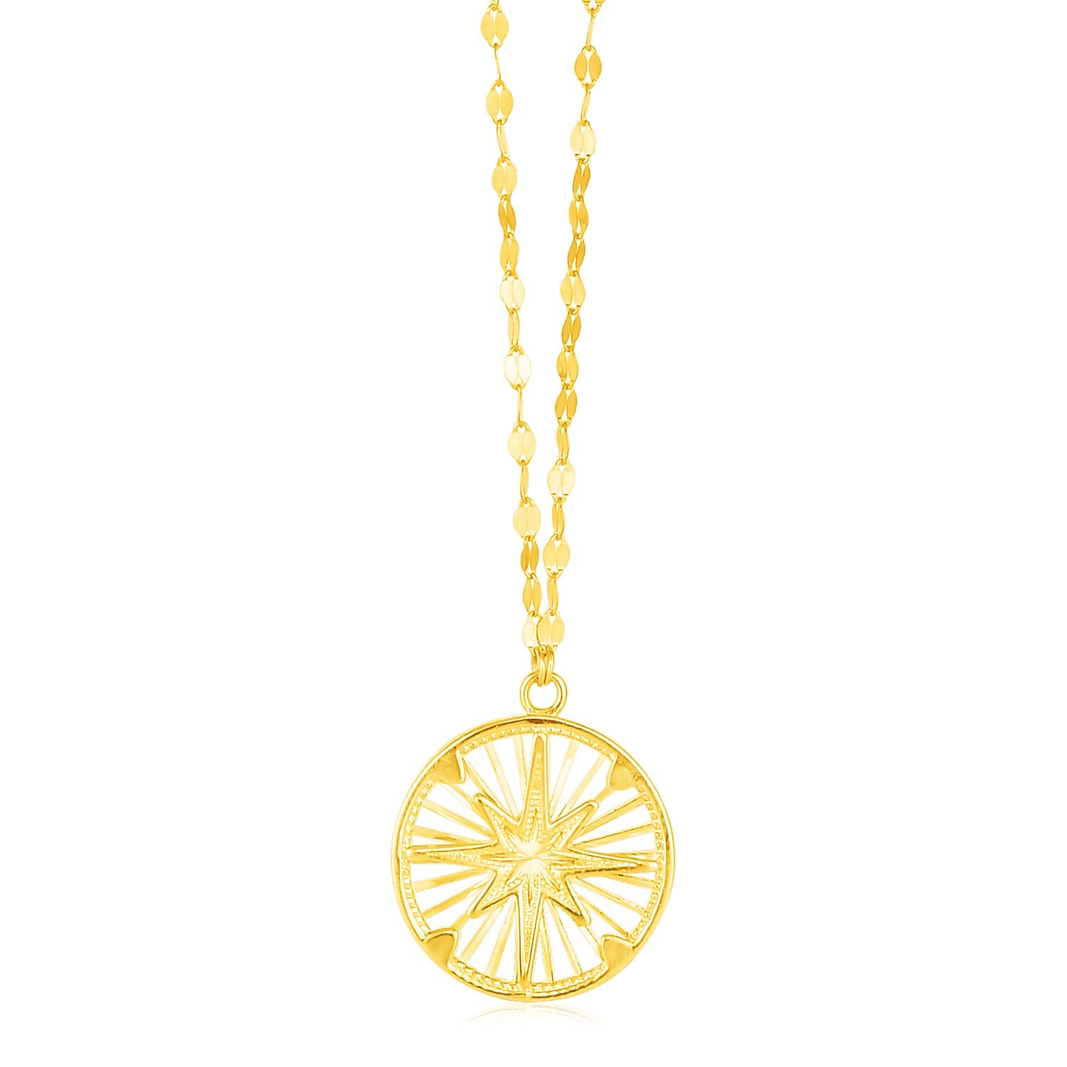 Compass Necklace, 14K Yellow Gold, Size 18, Dainty, Symbolic, Travel Jewelry