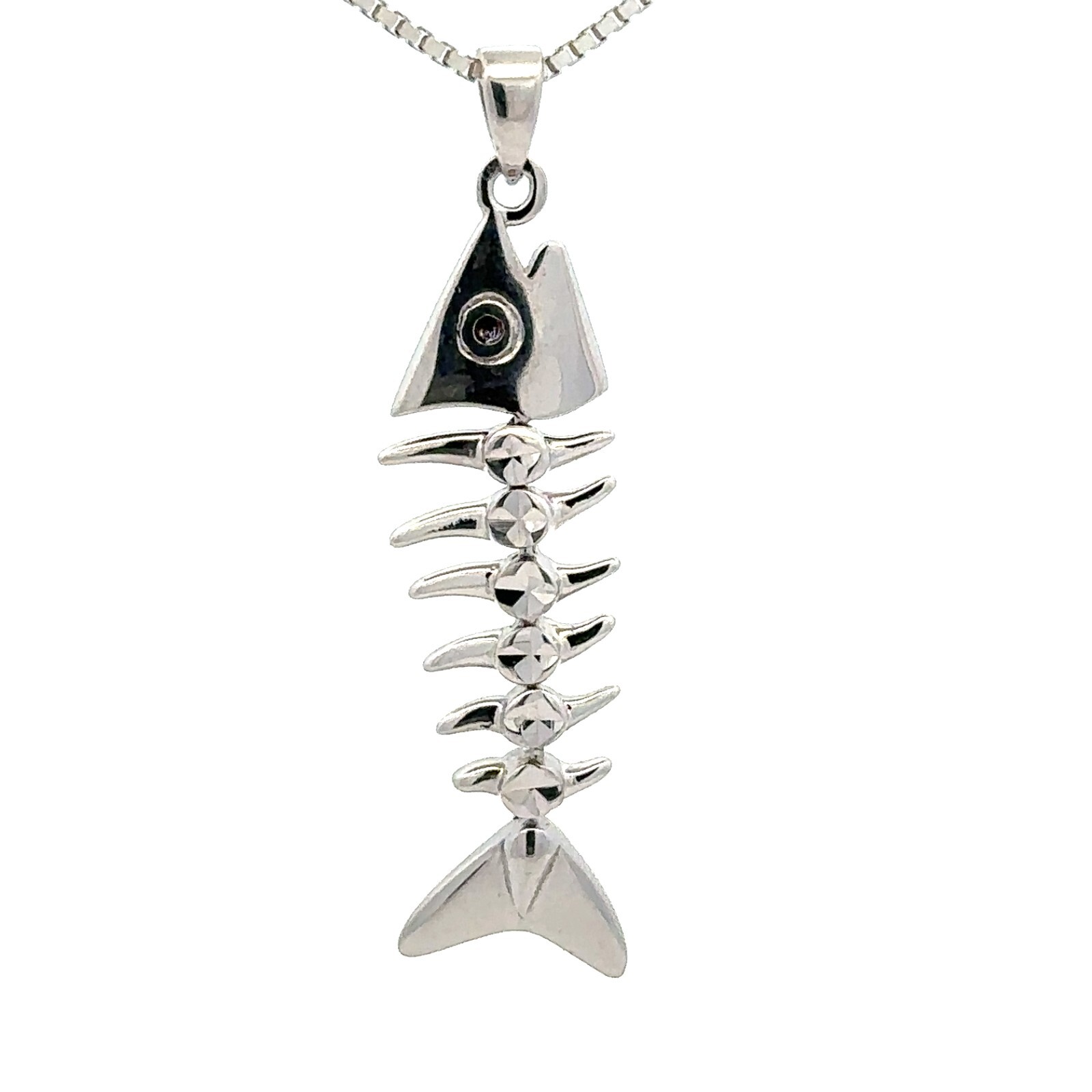 Sterling Silver Bone Fish Pendant-Articulated-(3/8 x 1 1/2 Inch)