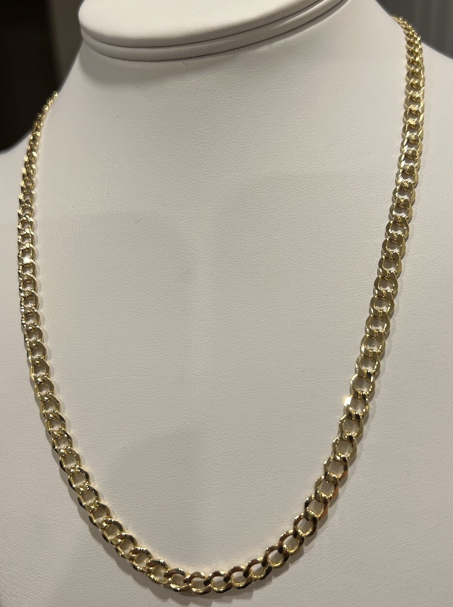 14K Miami Cuban Hollow Curb Link 5.3MM Chain 20″ Gold Necklace BRAND NEW!