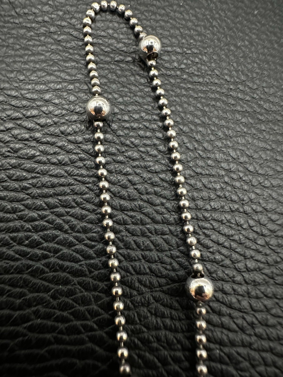 Sterling Silver Bead Station Necklace w/Spring Ring Clasp 16 Inches 925 Italy
