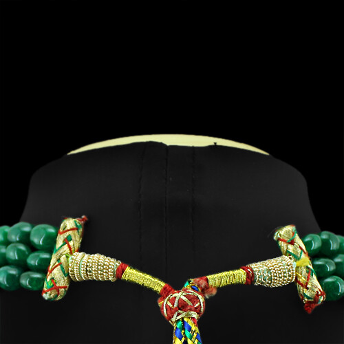 436.00 CT EARTH MINED RED RUBY & GREEN EMERALD 3 LINE ROUND BEADS NECKLACE (RS)