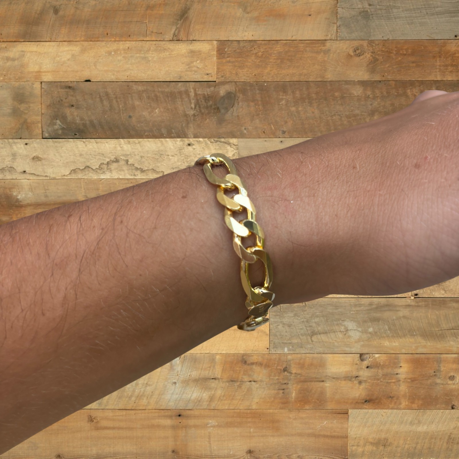 8mm Figaro Bracelet Link – Real Solid 925 Sterling Silver Or 14k Gold Vermeil