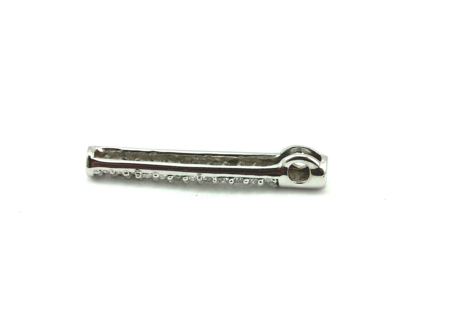 14k white gold .59 ctw round diamond cylinder tube pendant new 1 inch EF VS-SI1
