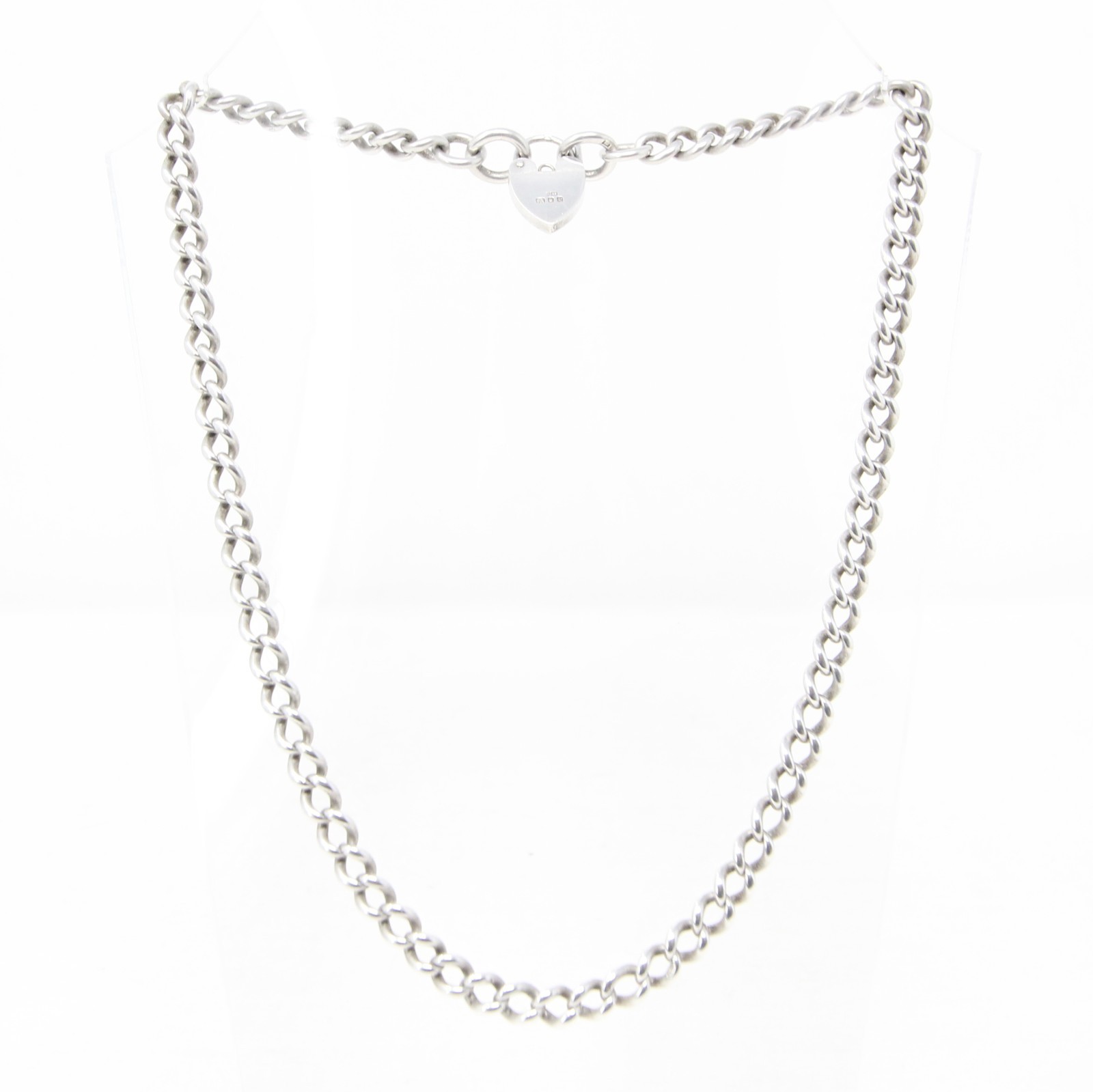 Antique 1899 Hallmarked Solid Sterling Silver Double Albert Curb Chain Necklace