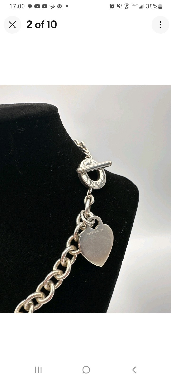 Tiffany & Co. Return to Tiffany Heart Tag Toggle Necklace 16 in .925 Silver