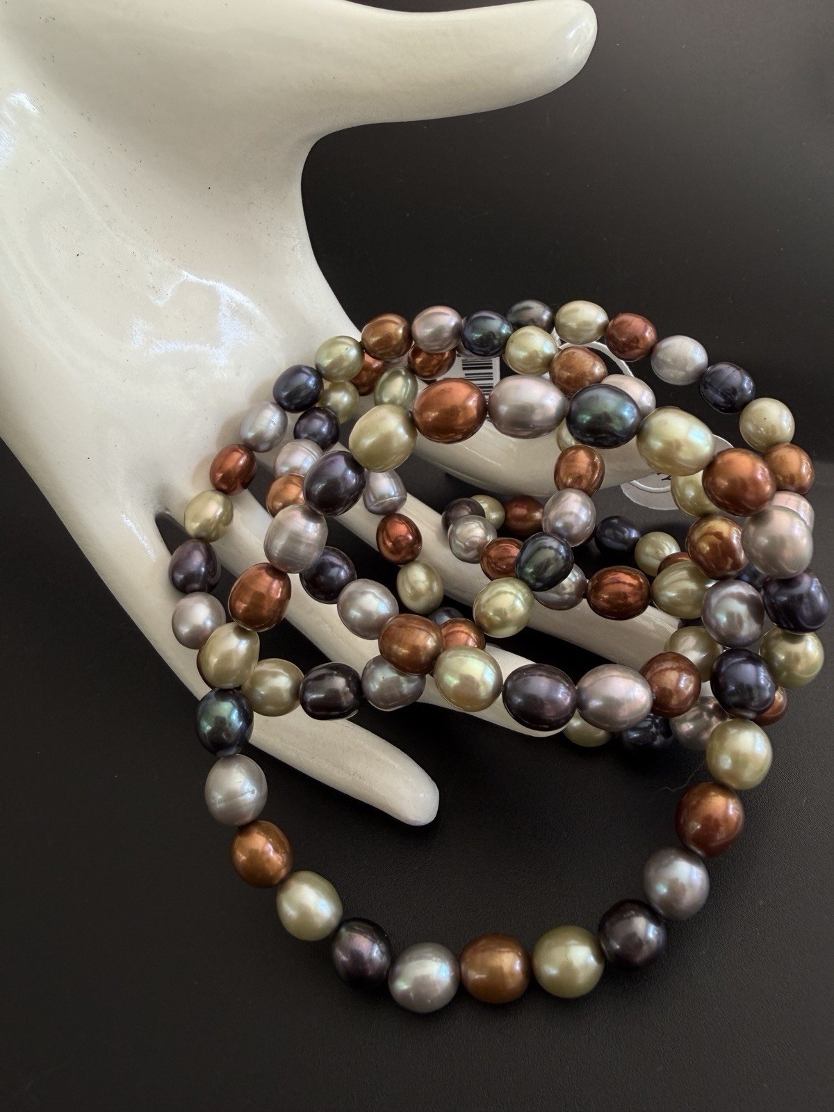 Kohls Freshwater Pearl Endless Necklace 36 In 7-8mm Multi Forest Earth Tone NWT