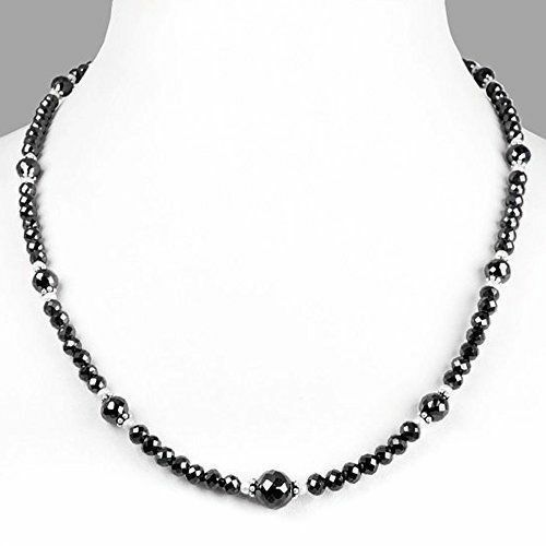 Top Qty Black Diamond Necklace 18 inches 5mm-6mm Beads Earth Mined Certified !